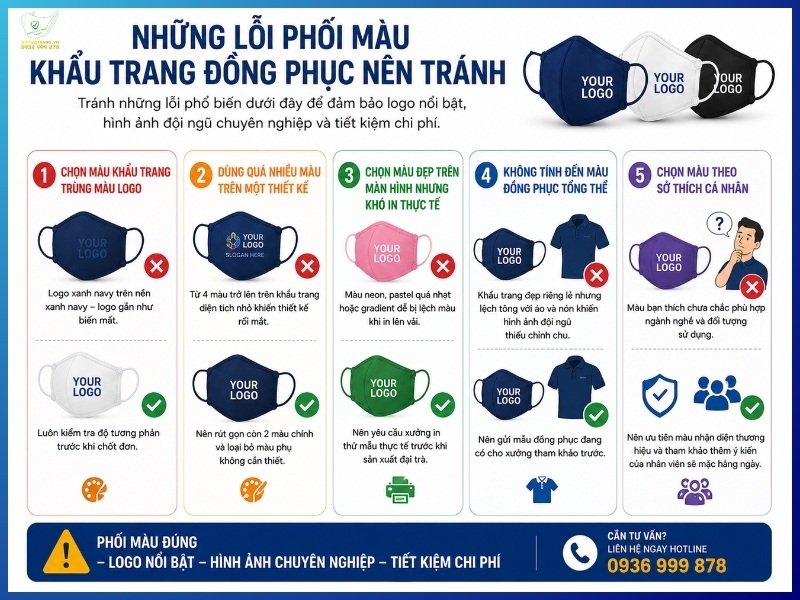 Những lỗi phối màu khẩu trang đồng phục nên tránh