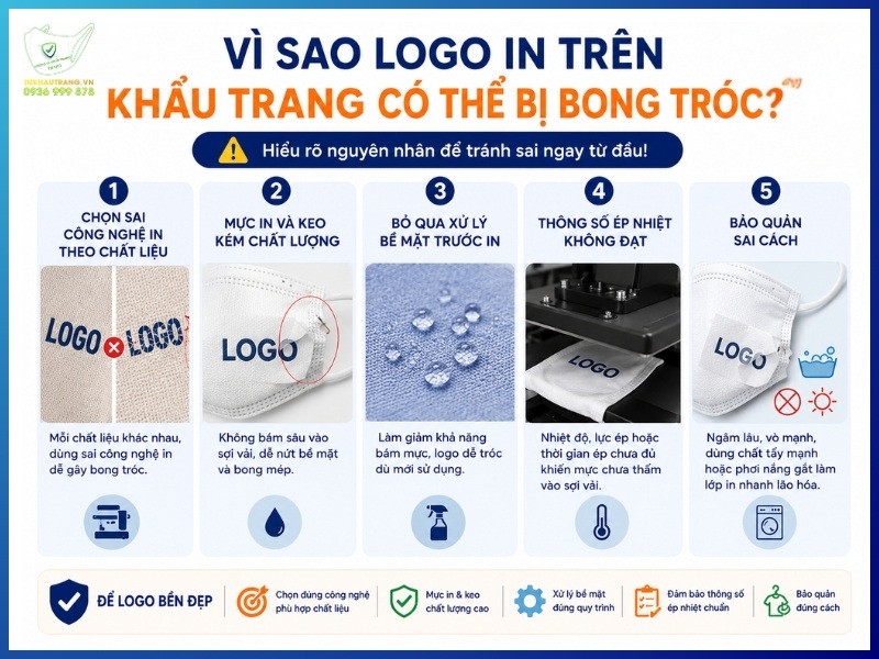 Vì sao logo in trên khẩu trang có thể bị bong tróc?