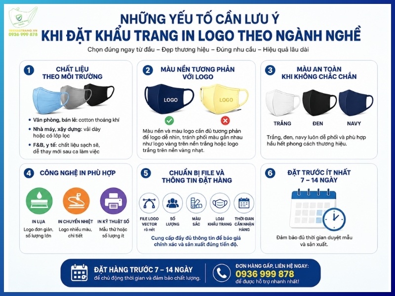 Những yếu tố cần lưu ý khi đặt khẩu trang in logo theo ngành nghề