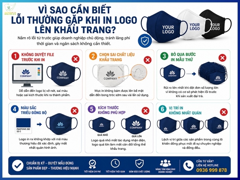 Vì sao cần biết lỗi thường gặp khi in logo lên khẩu trang?
