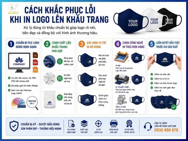 Cách khắc phục lỗi khi in logo lên khẩu trang