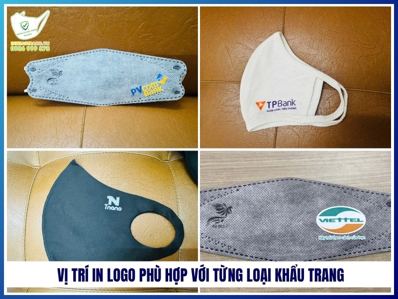 Vị trí in logo phù hợp với từng loại khẩu trang