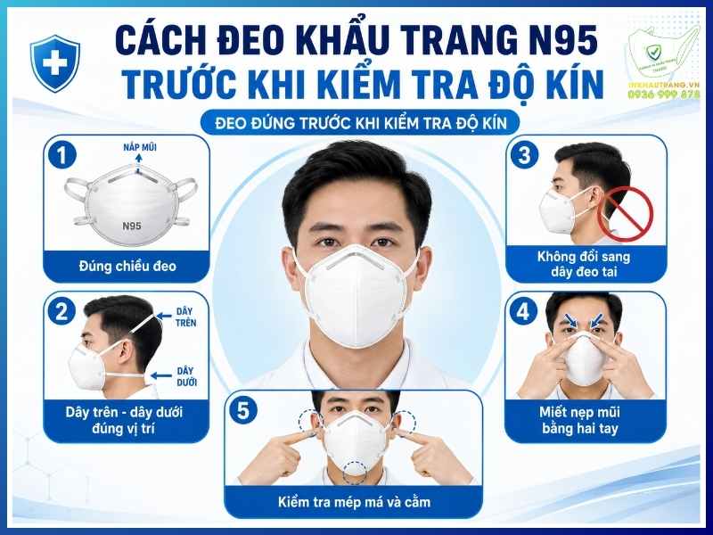 Cách kiểm tra độ kín khẩu trang N95 đúng và DỄ thực hiện 22 Cách đeo khẩu trang N95 trước khi kiểm tra độ kín