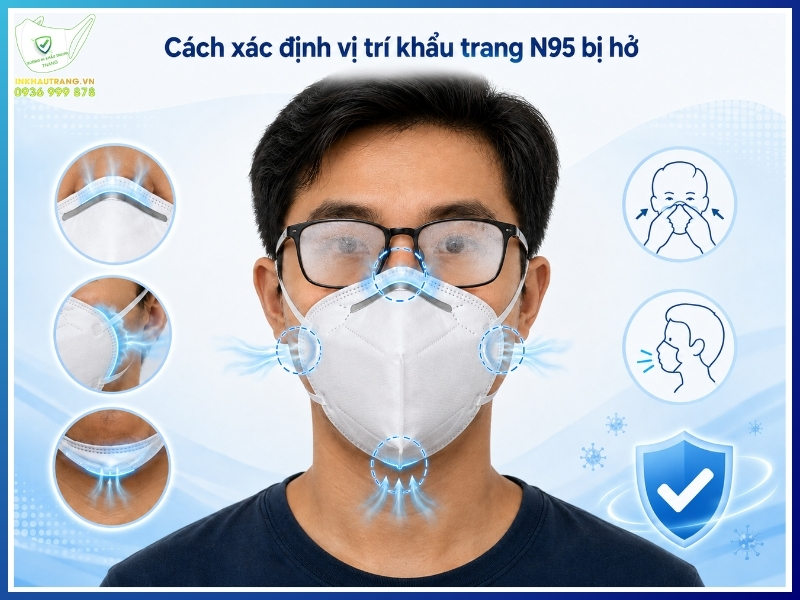 Cách kiểm tra độ kín khẩu trang N95 đúng và DỄ thực hiện 25 Cách xác định vị trí khẩu trang N95 bị hở