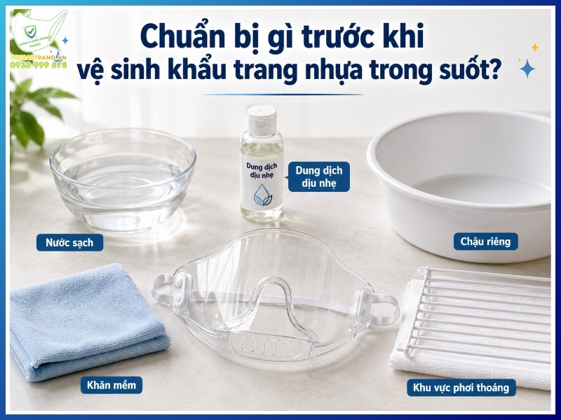 Chuẩn bị gì trước khi vệ sinh khẩu trang nhựa trong suốt?