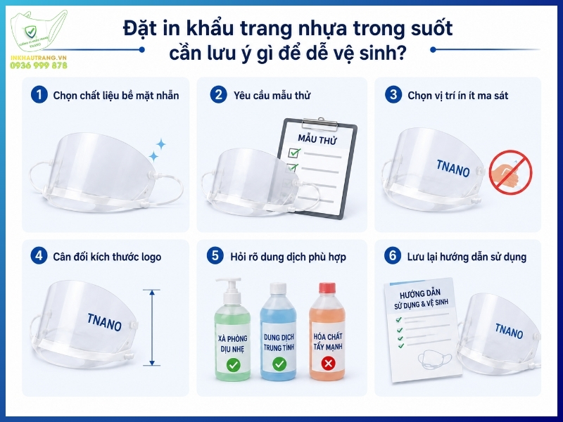 Đặt in khẩu trang nhựa trong suốt cần lưu ý gì để dễ vệ sinh?