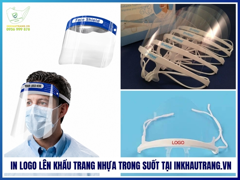 In logo lên khẩu trang nhựa trong suốt tại Inkhautrang.vn