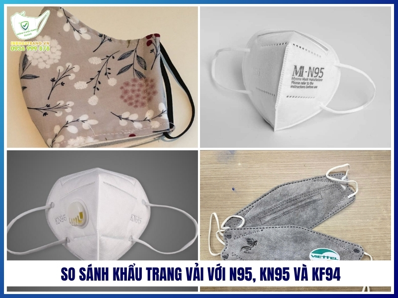 So sánh khẩu trang vải với N95, KN95 và KF94