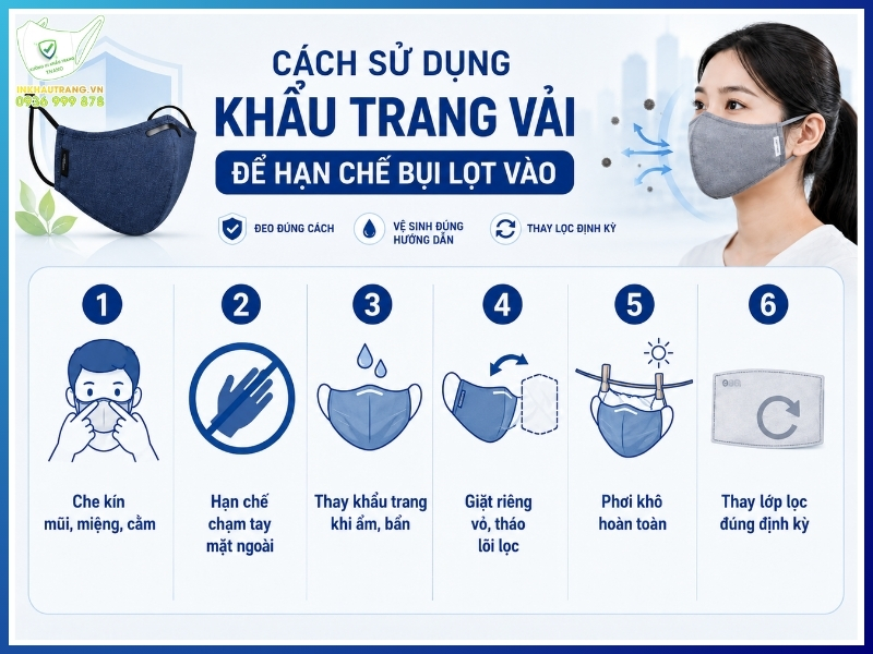 Cách sử dụng khẩu trang vải để hạn chế bụi lọt vào