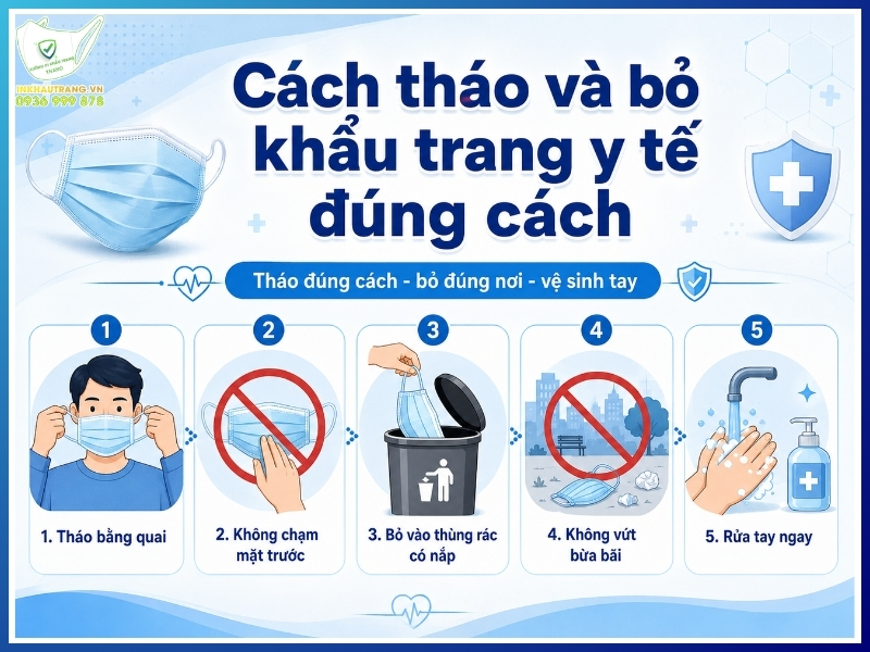 Cách tháo và bỏ khẩu trang y tế đúng cách