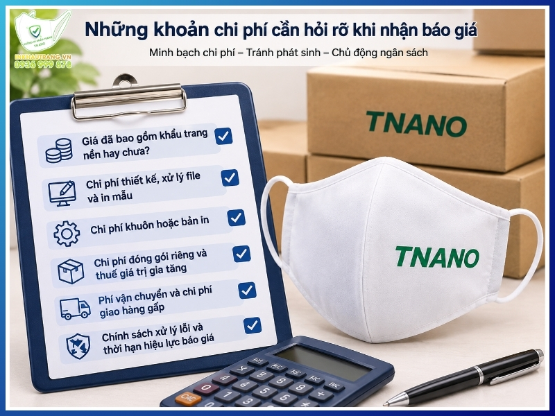 Yếu tố ảnh hưởng giá in khẩu trang và cách TỐI ƯU chi phí 22 Những khoản chi phí cần hỏi rõ khi nhận báo giá